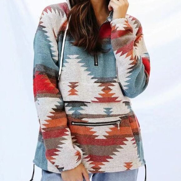 THE CHUMANI LADIES AZTEC PRINT HOODIE - Picture 4 of 6